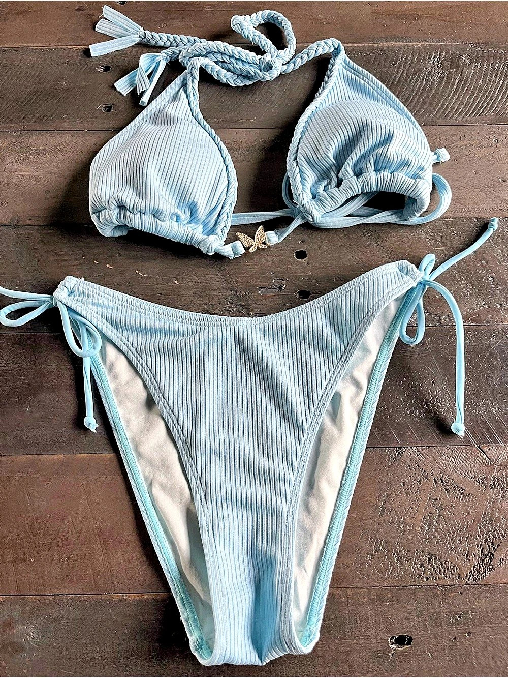 Blue String Bikini Set size small (no size tag)